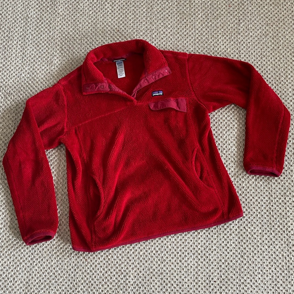 Patagonia Red Pullover Fleece Hoodie